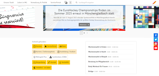 Image snippet from the City Mönchengladbach website